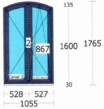 Draai/kiepraam met 2 vleugels antracietgrijs - 1055x1765 mm