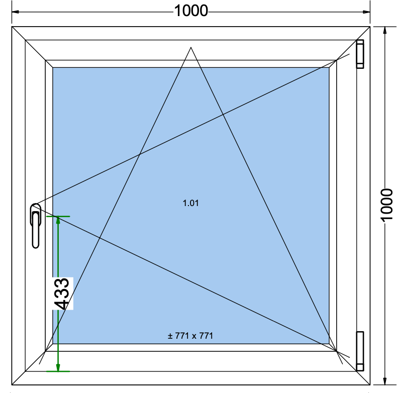 Draai/kiepraam antracietgrijs - 1000x1000mm