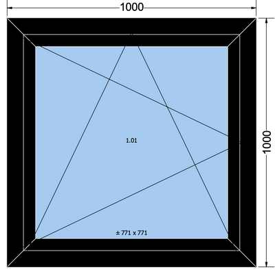 Finestra ad anta/ribalta nera esterna bianca interna - 1000x1000mm