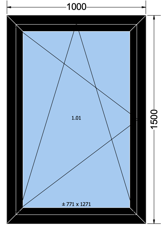 Draai/kiepraam zwart - 1000x1500mm