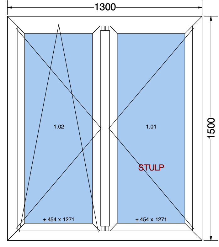 Finestra ad anta/ribalta a 2 ante bianca - 1300x1500 mm