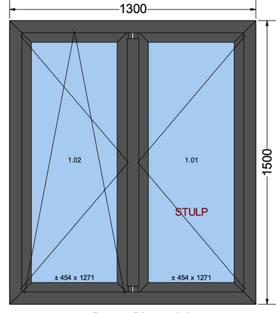 Draai/kiepraam met 2 vleugels antracietgrijs - 1300x1500 mm