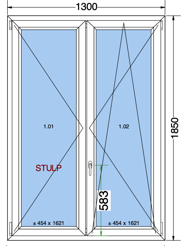 Finestra ad anta/ribalta a 2 ante bianca - 1300x1850 mm