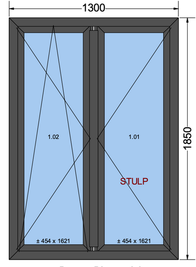 Draai/kiepraam met 2 vleugels antracietgrijs - 1300x1850 mm
