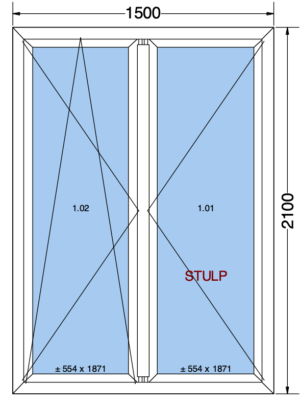 Finestra ad anta/ribalta a 2 ante bianca - 1500x2100 mm