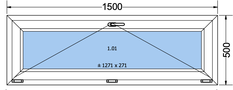 Kiep raam - antracietgrijs 1500x500 mm