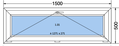 Finestra a ribalta bianca - 1500x500 mm