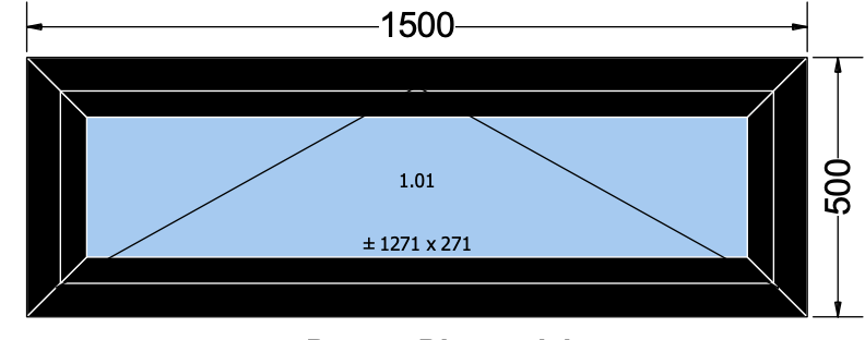 Kiep raam zwart - 1500x500 mm