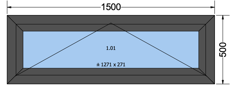 Kiep raam - antracietgrijs 1500x500 mm