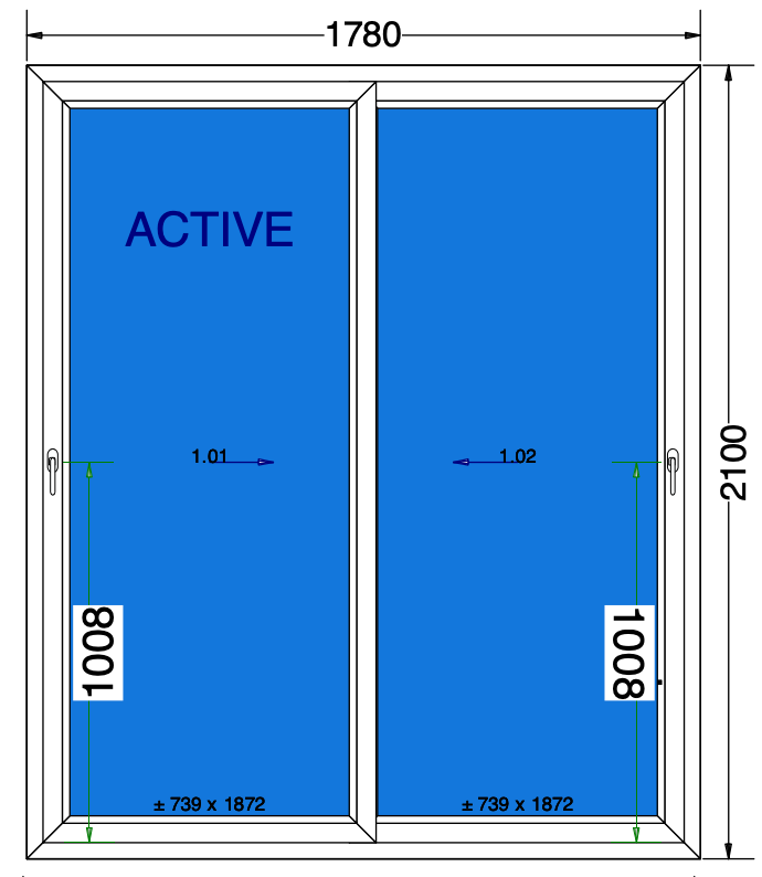 Schuifraam antraciet - 1780x2100 mm