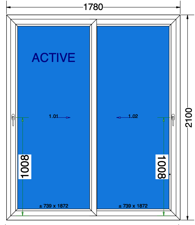 Schuifraam wit - 1780x2100 mm