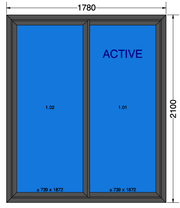 Schuifraam antraciet - 1780x2100 mm