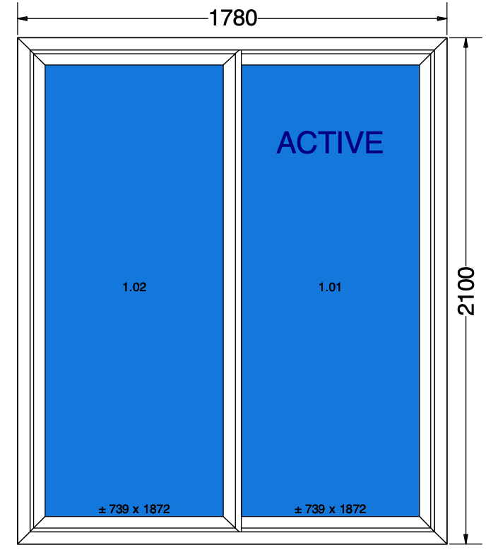 Finestra scorrevole bianca - 1780x2100 mm