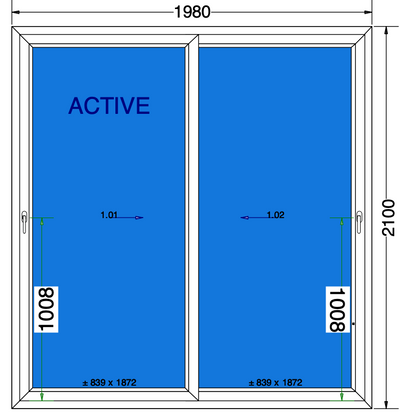 Finestra scorrevole bianca - 1980x2100 mm