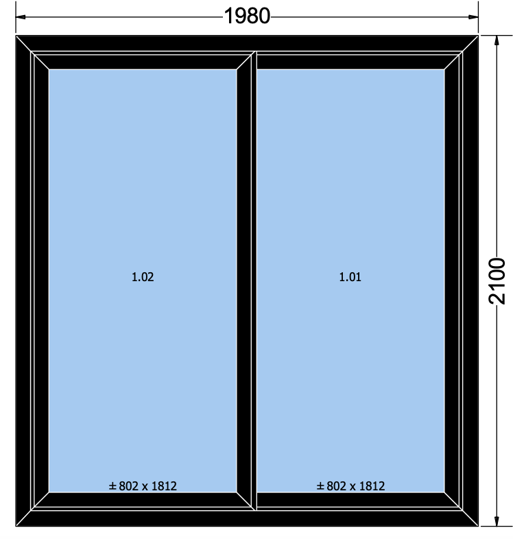 Finestra scorrevole nera - 1980x2100 MM 