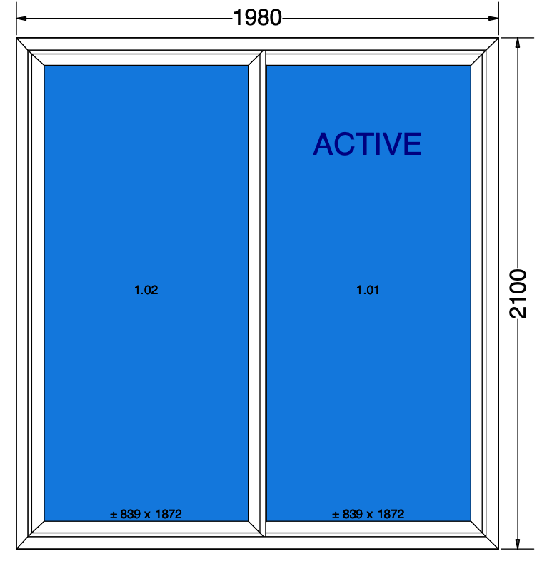 Schuifraam wit - 1980x2100 mm