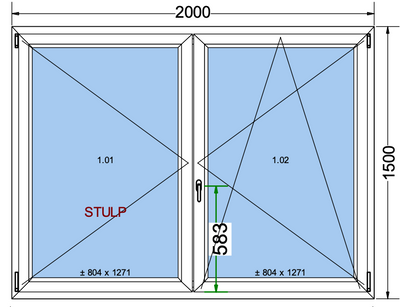 Finestra ad anta/ribalta a 2 ante grigio antracite - 2000x1500 mm