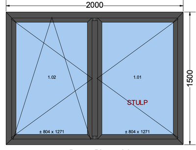 Draai/kiepraam met 2 vleugels antracietgrijs - 2000x1500 mm