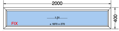 FINESTRA FISSA BIANCA - 2000x400 MM