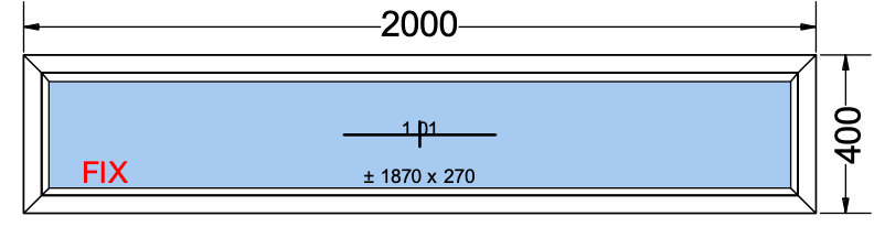 Finestra fissa nero esterno bianco interno - 2000x400 mm