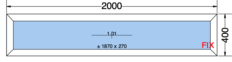 FINESTRA FISSA BIANCA - 2000x400 MM