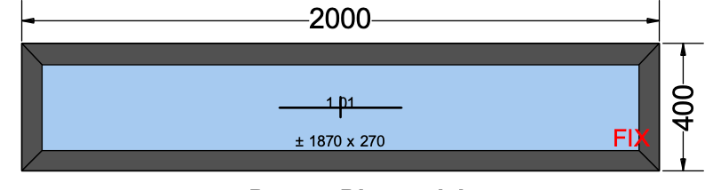 Vast raam antracietgrijs - 2000x400 mm