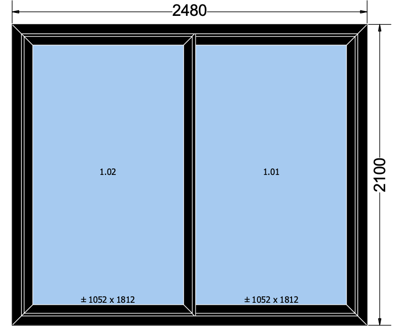 Finestra scorrevole nera - 2480x2100 mm