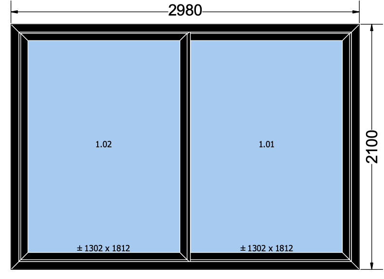 Schuifraam zwart - 2980X2100 mm