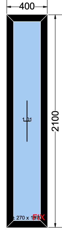 Vast raam zwart - 400x2100 mm