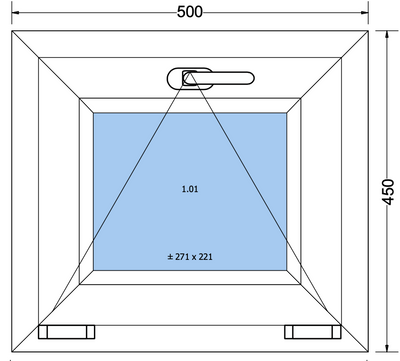 Kiep raam zwart buiten wit binnen - 500x450 mm