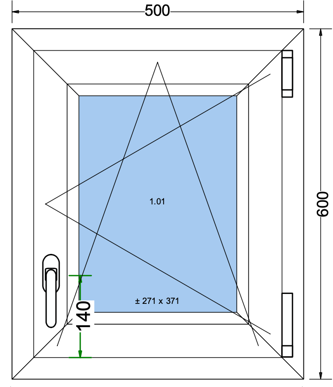 Finestra ad anta/ribalta nera esterna bianca interna - 500x600mm