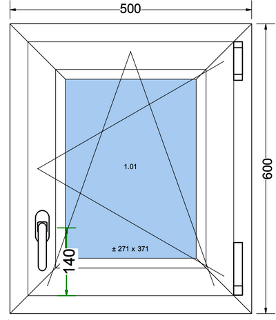 Finestra ad anta/ribalta nera esterna bianca interna - 500x600mm