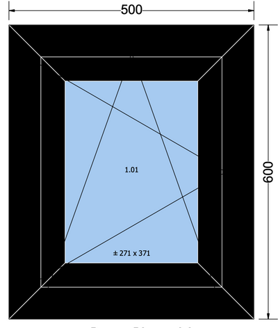 Draai/kiepraam zwart buiten wit binnen - 500x600mm