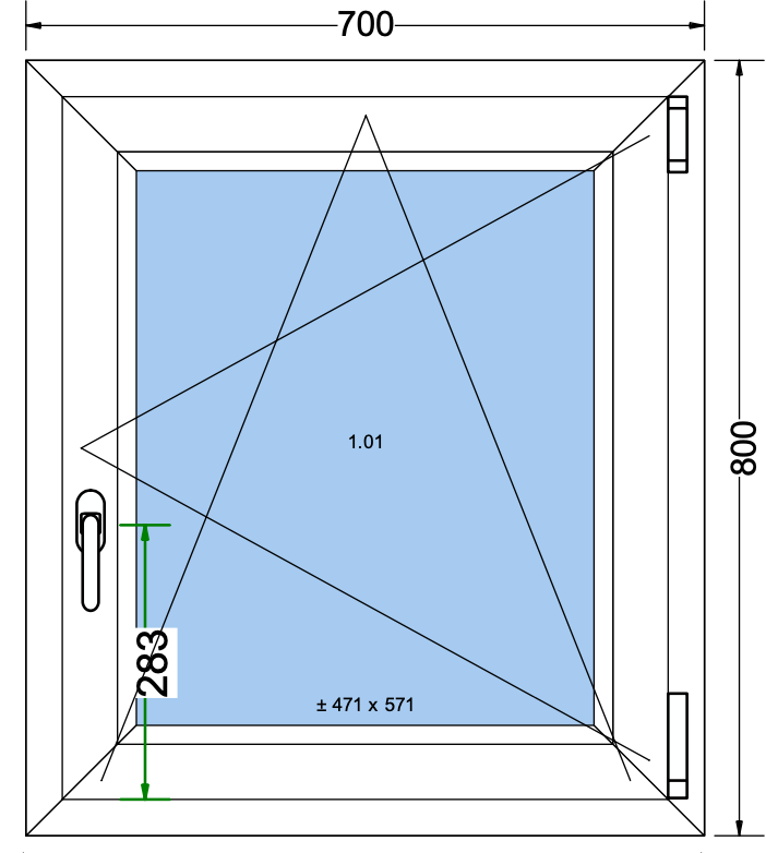 Draai/kiepraam antracietgrijs - 700x800mm