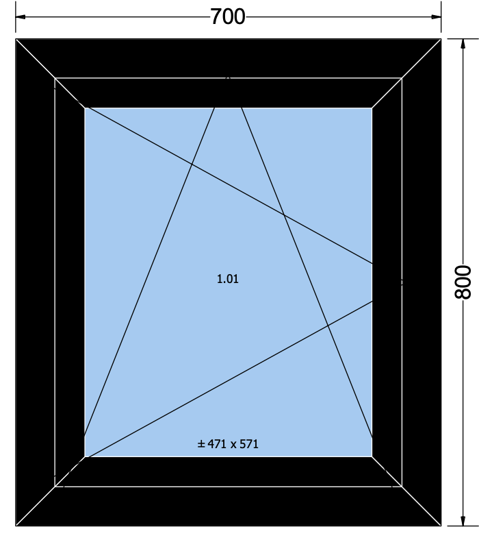 Draai/kiepraam zwart - 700x800mm