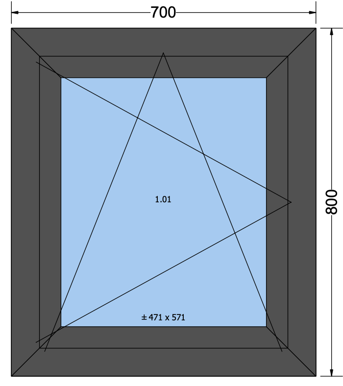 Draai/kiepraam antracietgrijs - 700x800mm