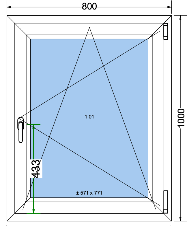 Draai/kiepraam antracietgrijs - 800x1000mm