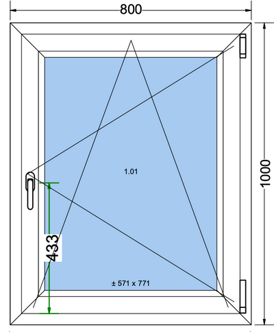 Finestra ad anta/ribalta grigio antracite - 800x1000mm