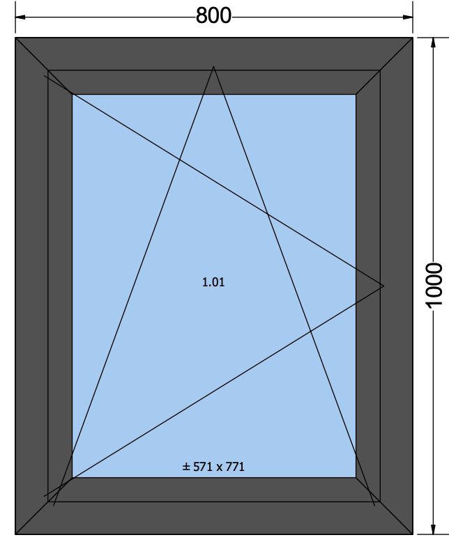 Finestra ad anta/ribalta grigio antracite - 800x1000mm