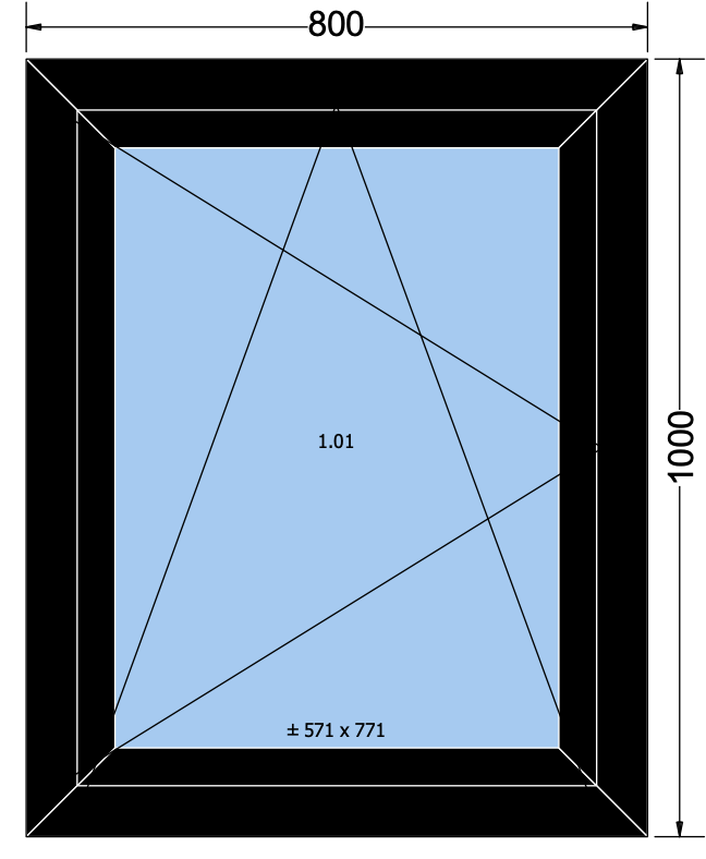 Draai/kiepraam zwart - 800x1000mm