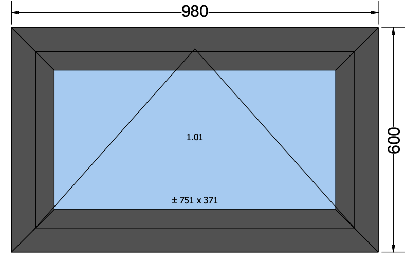 Kiep raam - antracietgrijs 980x600 mm