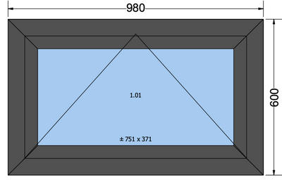 Kiep raam - antracietgrijs 980x600 mm