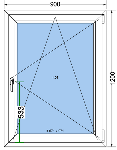 Finestra ad anta/ribalta nera esterna bianca interna - 900x1200mm