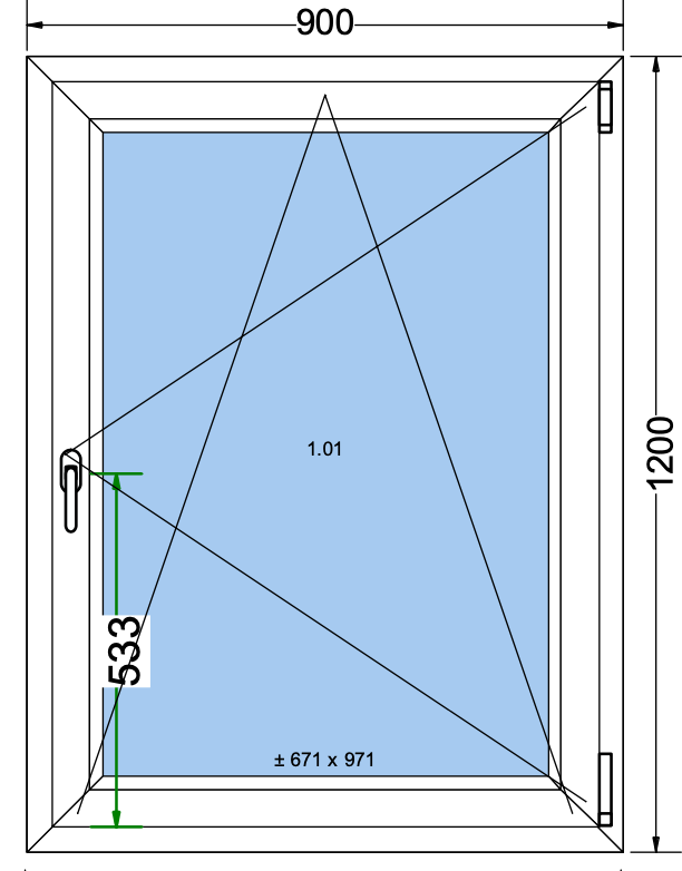 Draai/kiepraam antracietgrijs - 900x1200mm