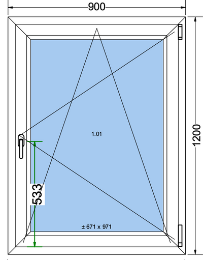 Finestra ad anta/ribalta grigio antracite - 900x1200mm