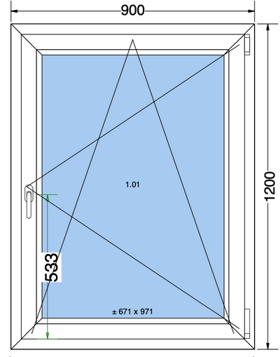 Draai/kiepraam wit - 900x1200 MM