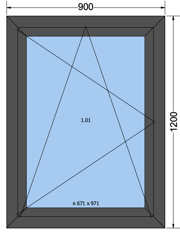 Finestra ad anta/ribalta grigio antracite - 900x1200mm