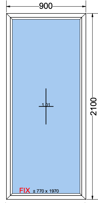 Vast raam antracietgrijs - 900x2100 mm