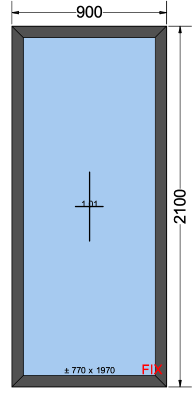 Vast raam antracietgrijs - 900x2100 mm