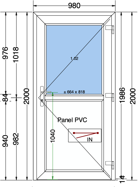 Porta 1/2 anta bianca - 980x2000 mm